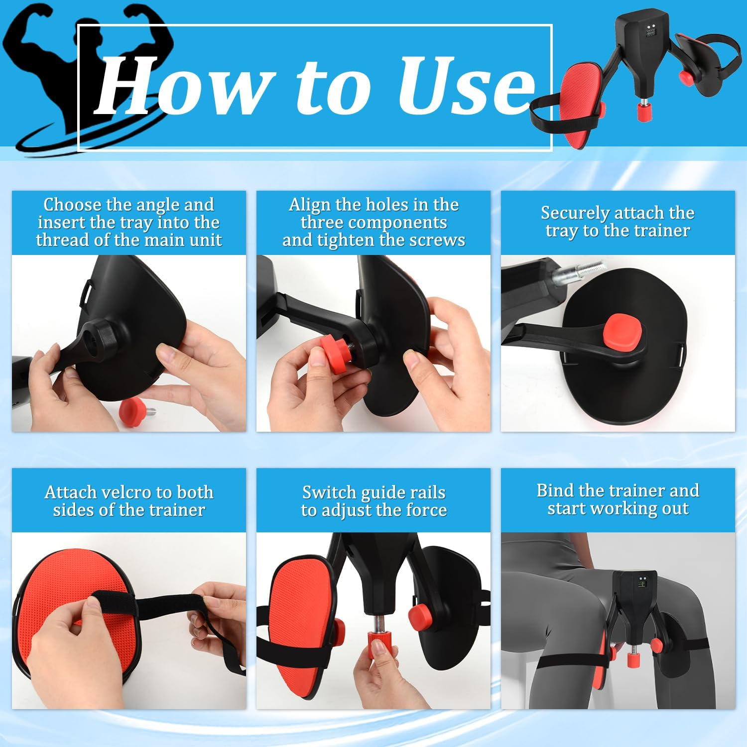 Oberschenkeltrainer Beckenbodentrainer F&uuml;r M&auml;nner, Beckenboden Trainingsger&auml;t F&uuml;r Zuhause, Kegel Beckenbodenmuskeltrainer Mit Z&auml;hlung, Beintrainer Muskelaufbau (A) image number 3