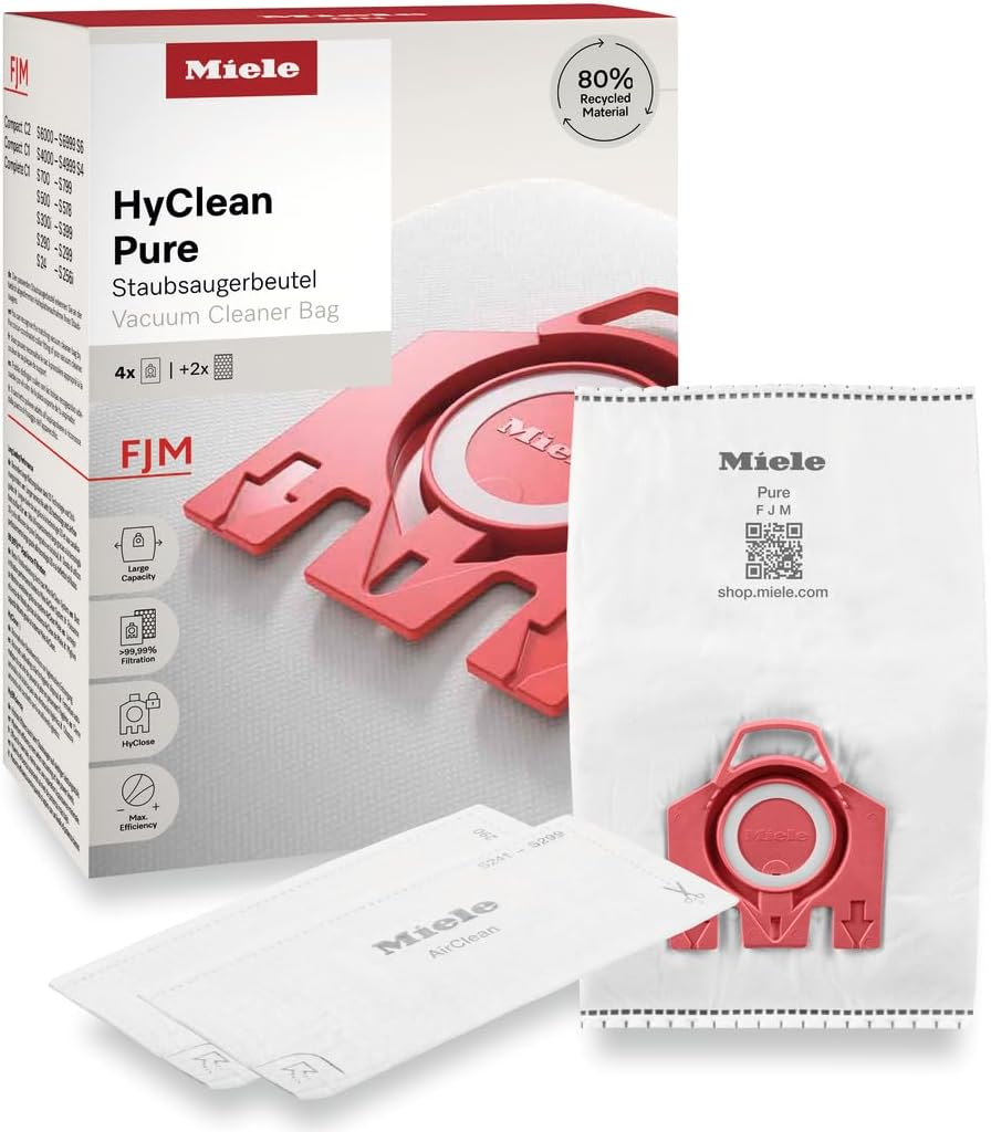 Miele FJM Hyclean Pure Vacuum Cleaner Dustbags, Vacuum Bags for Compact C1/C2, Complete C1 and S6/S4 Vacuum Cleaners, Pack of 4 image number 6