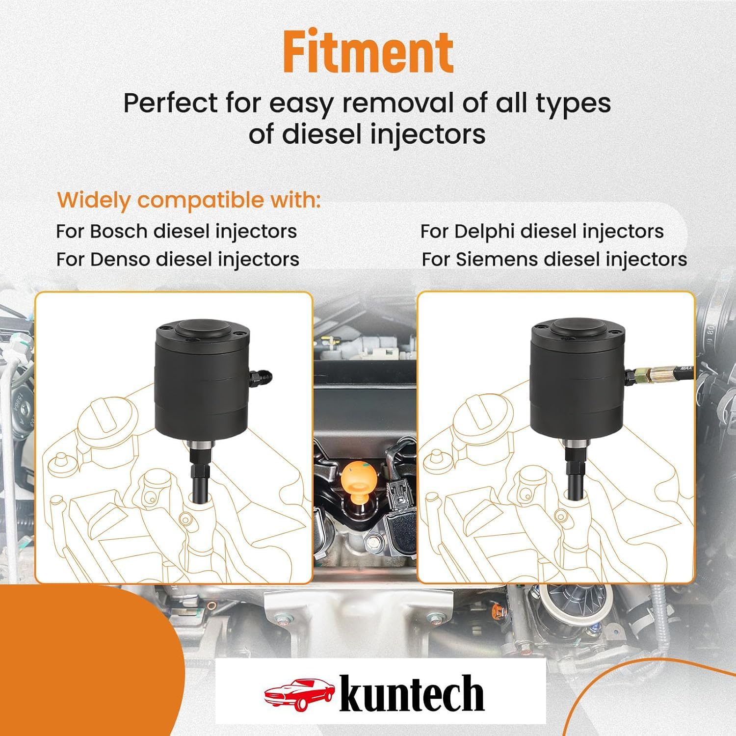 Pneumatic Injector Puller Set, 5-8 Bar Air Vibration Diesel Fuel Injector Removal Tool Set of 37 with Extractor Hammer, 19 Adapters, Extension Hose, and EU US JP Connectors image number 5