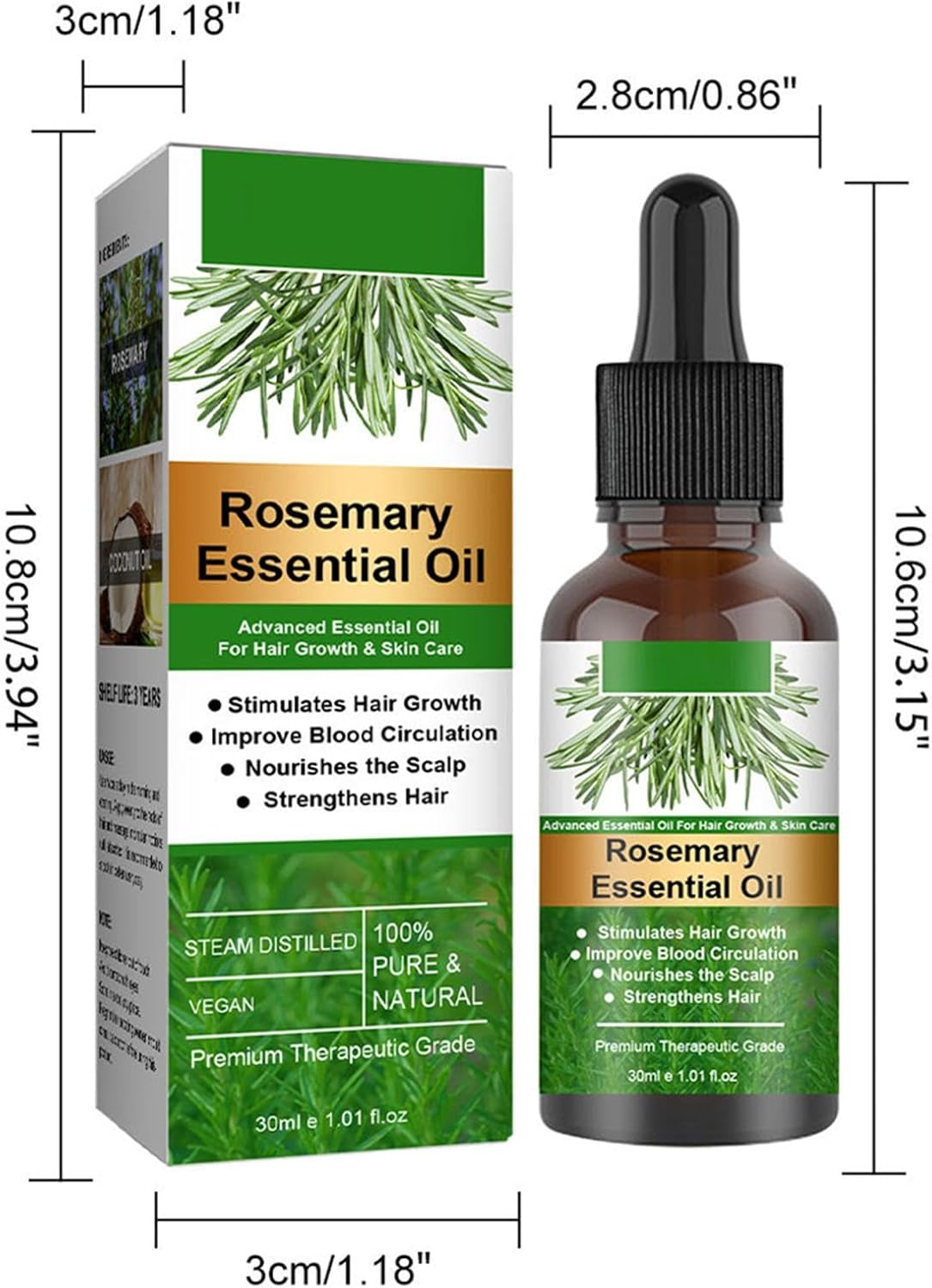 Rosemary Oil for Hair Growth, 30Ml Organic Rosemary Oil, Stimulates Hair Growth Rosemary Oil for Hair Loss, Natural Hair Strengthening Rosemary Oil, for Women & Men Hair Care image number 1