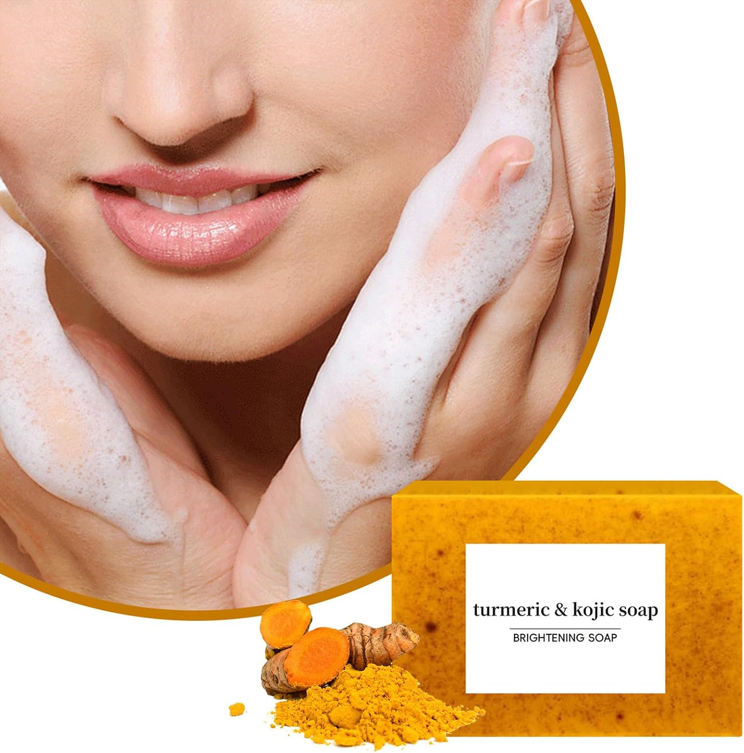 Turmeric Kojic Acid Cleansing Soap, Turmeric Soap Bar for Face and Body (2 Pcs) image number 1