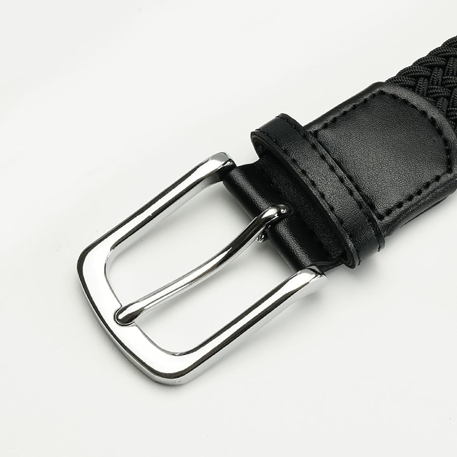 LJJCSFF Mens Braided Stretch Belt Elastic Woven Belt Fabric Golf Belt Cloth Work Belt Hunting Pants Belt Casual Jeans Belt Black, Black