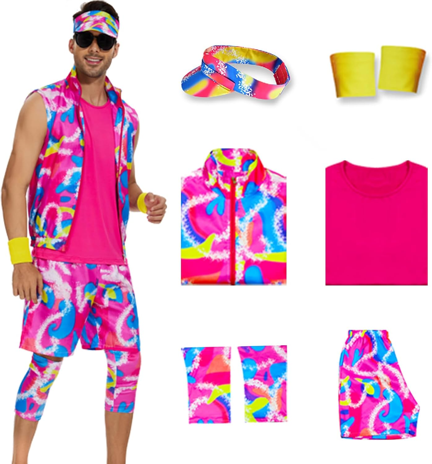 Saxcdyi 80S Workout Costume Outfit Accessories Set 2023 Movie Halloween Cosplay Suit Oufits for Men Women