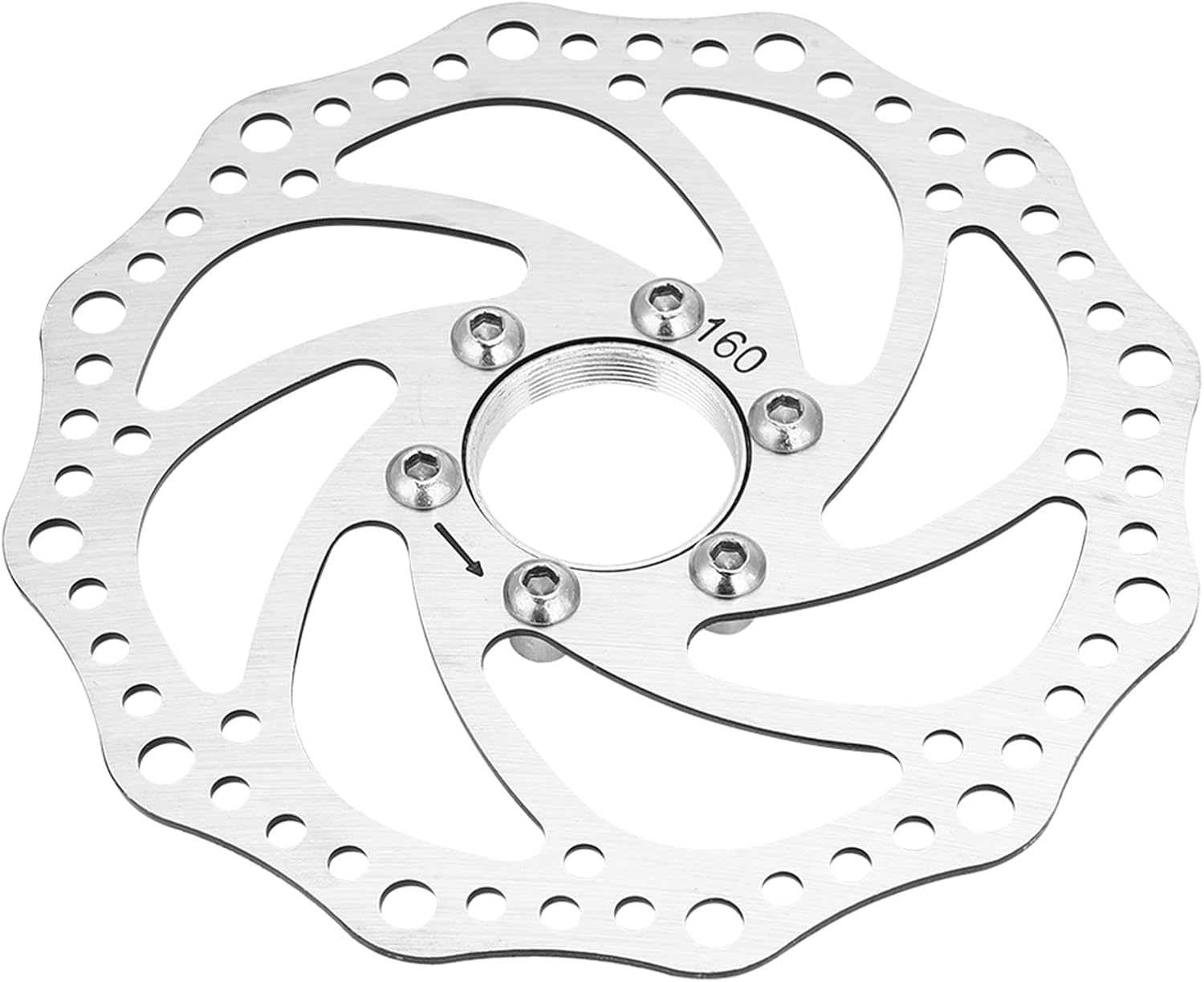 160Mm Stainless Steel Mountain Bike Disc Brake Rotor for Threaded Hubs Quick Installation Direct Replacement for Outdoor Cycling Enthusiasts