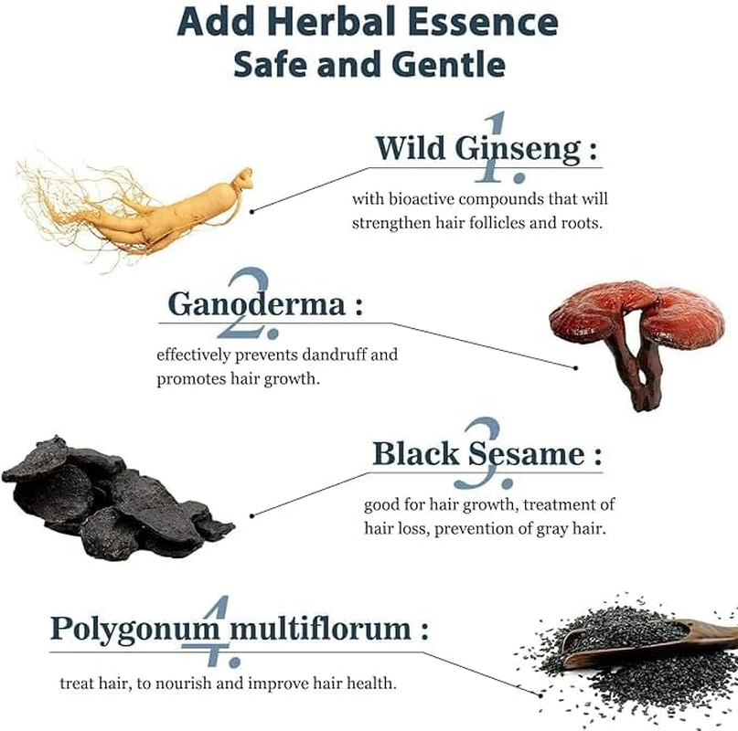 Natural Blonde & Brown Hair Dye Shampoo with Ginseng & Reishi Mushroom &ndash; Ammonia-Free Color-Depositing Shampoo for Women & Men, Covers Gray Hair, Nourishes & Enhances Shine image number 4