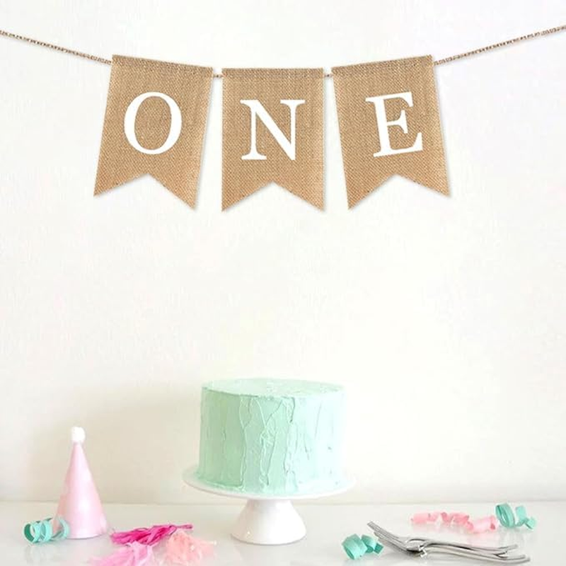 1Pcs Burlap Banner for Nursery Decor First Birthday Party Rustic Theme Decoration for Boy or Girl，1St Birthday Party Supplies High Chair Banner Birthday Banner for Boy Girl Party