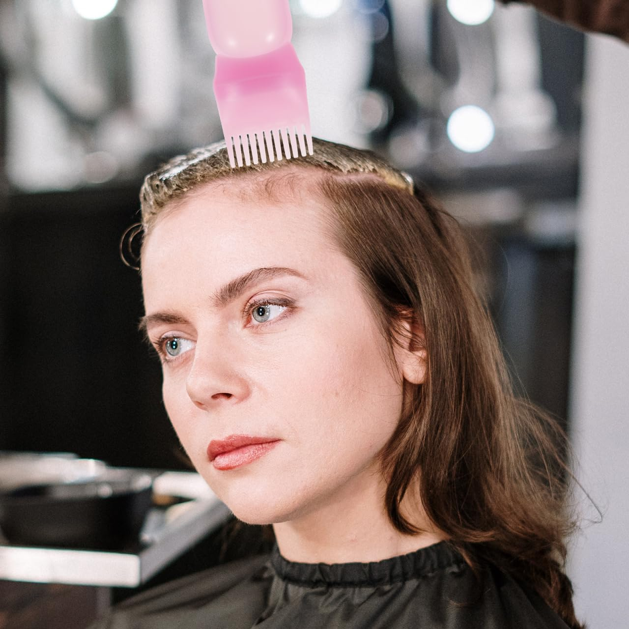 3Pcs Root Comb Applicator Bottle - Hair Oiling Dyeing Bottle with Brush Hair Color Comb Applicator for Salon Baber Shop Spa Home Hairstyling - Pink image number 6