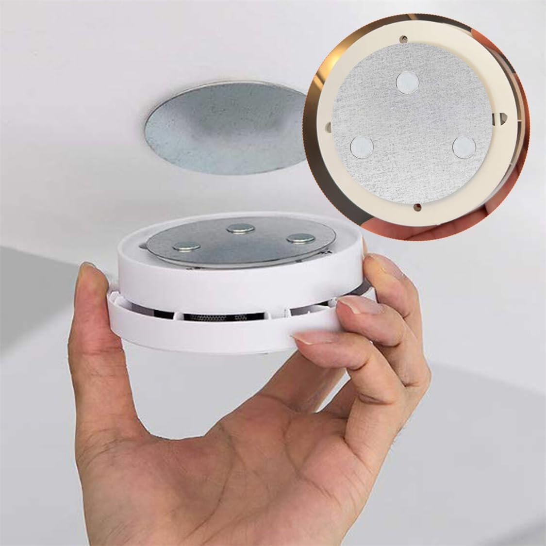 Magnetic Holder for Smoke Detectors Magnetic Attachment Pack of 3 50 Mm Magnetic Holder Fire Alarm Self-Adhesive No Drilling Magnetic Adhesive Pad Quick Assembly image number 1