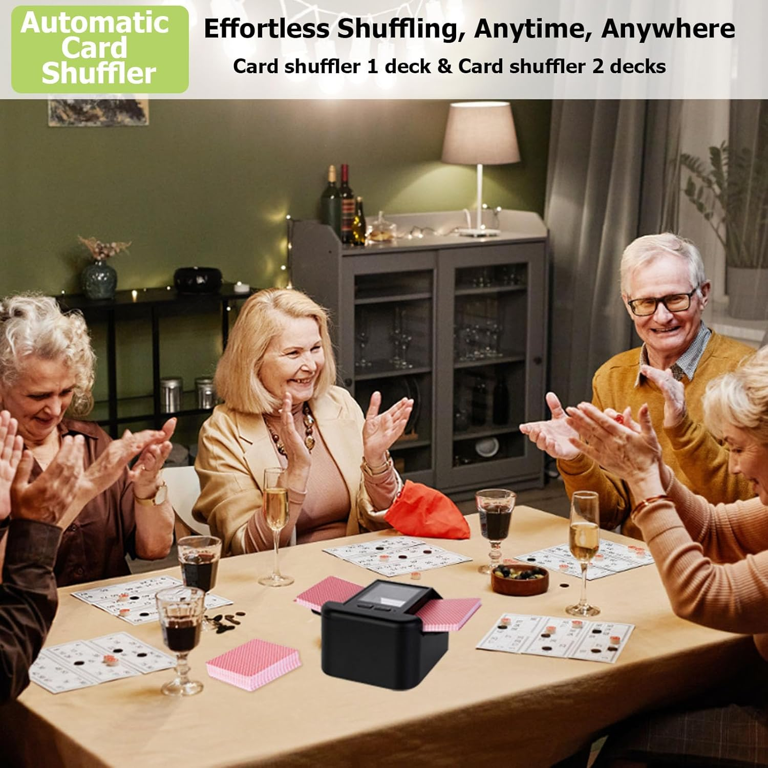 Rechargeable Automatic Card Shuffler for 2 Decks, 2000 Mah Built in Battery USB-C Charge, Low Noise Fast Shuffle, Smart Auto Shuffler for UNO Poker Blackjack Skip-Bo Texas Hold'Em Canasta Skyjo image number 5