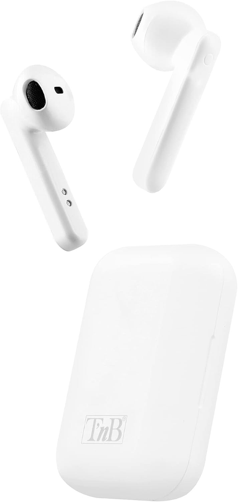 T'Nb Bluetooth Headphones 5.0, TWS Wireless Half In-Ear Headphones with Built-In Microphone, Battery Life up to 19 Hours of Listening Time, Touch Control of Music and Calls, Shiny - White image number 3