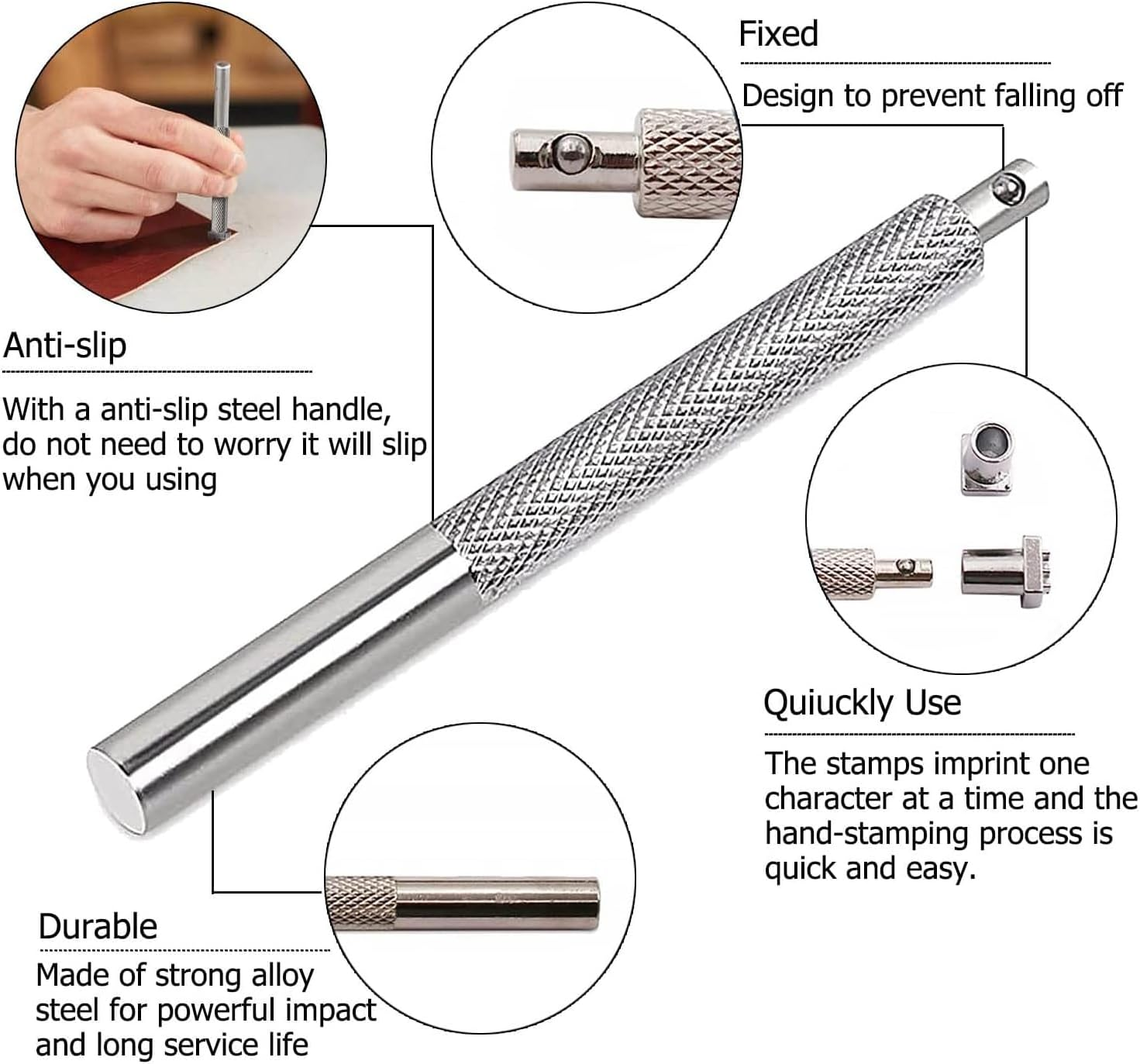 YUENTOEN 36Pcs Leather Stamping Tool, Alphabet and Number Stamp Kit, 6Mm Leathercraft Alphabet Punching Tools with anti Slip Handle Leather Art Craft Tools image number 3