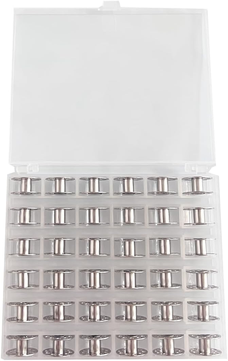 36PCS Sewing Bobbins with Bobbin Case, Sewing Machine Bobbins for Craft Sewing, Betybedy Metal Bobbins Set, Sewing Machine Accessories (Metal) - Plastic image number 2