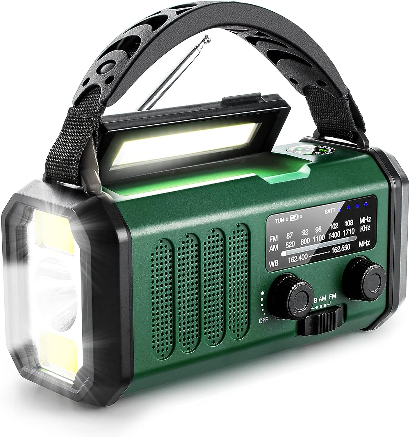 【2023 Newest】 Emergency Hand Crank Weather Radio with 10000Mah Battery Backup, AM FM NOAA Weather Radio, Type-C Charge,Solar Charging,Sos, 3 Modes LED Torch，Reading Lamp, Compass for Outdoor Survival image number 4