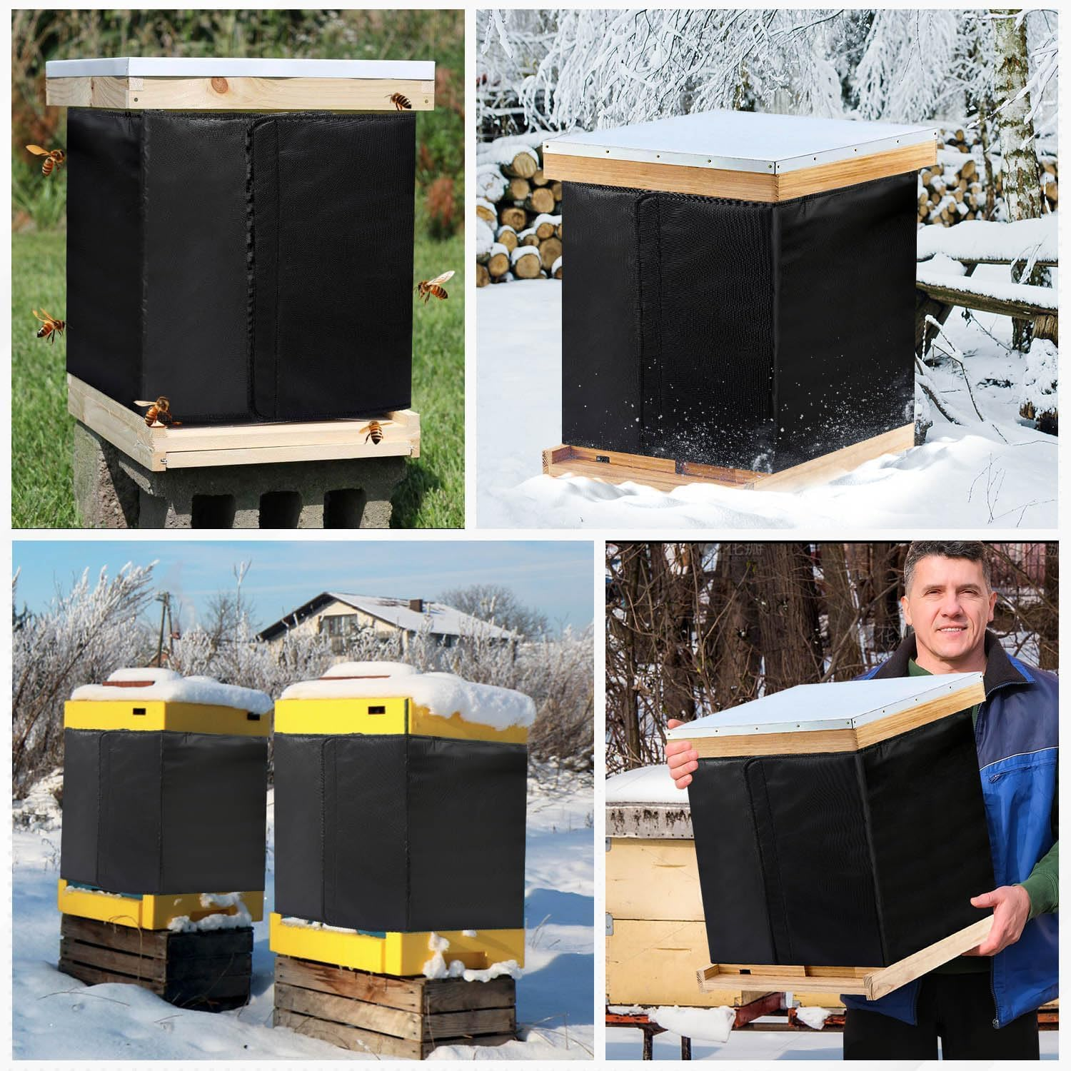 Bee Hive Wrap, 8 or 10 Frame Winter Hives Beekeeping Supplies, Winter Protection Cover 600D Oxford Insulated Cover, Waterproof, Windproof, Lightweight, Reusable (75" X 23.5") image number 3