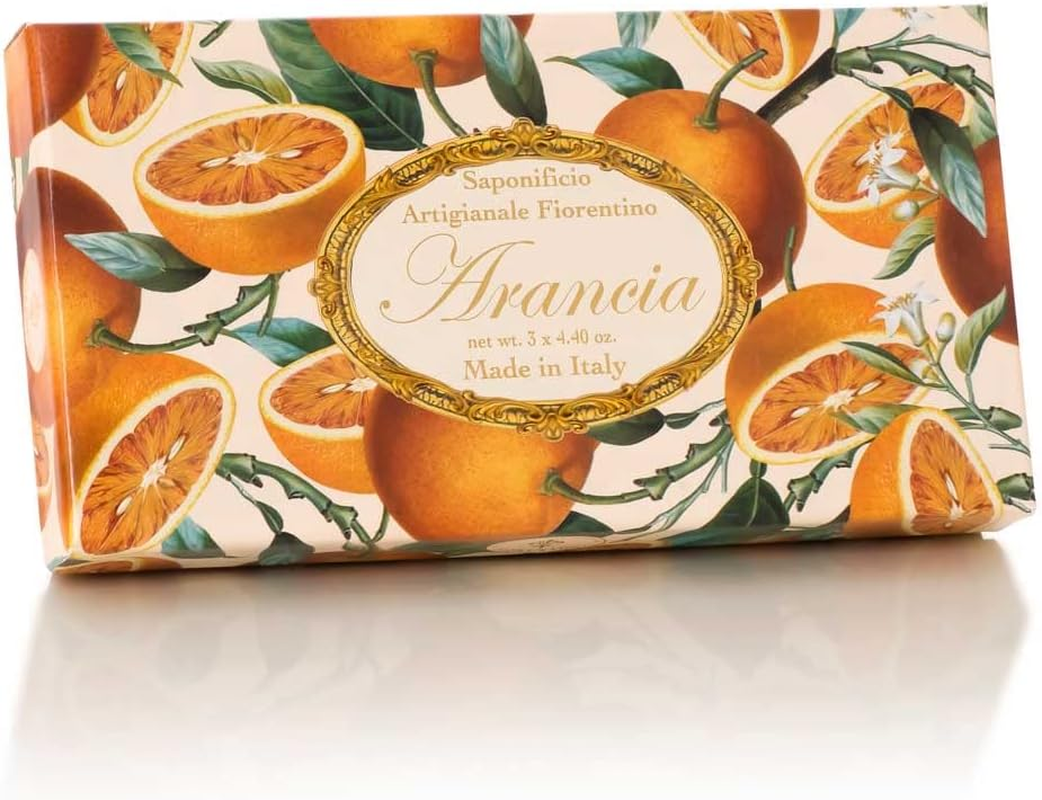 Saponificio Artigianale Fiorentino Orange Rectangular Sculpted Soap Set, 375 Grams