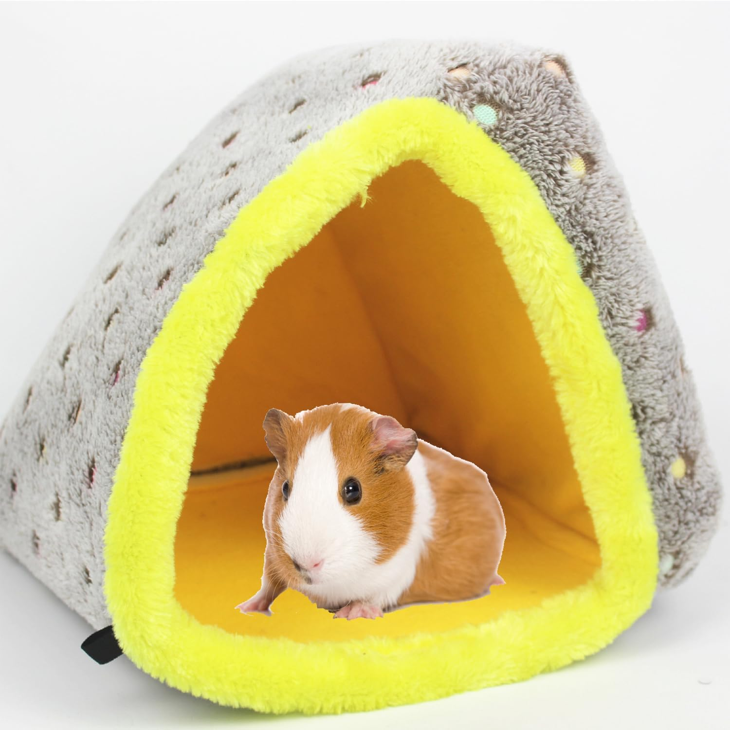 Taicols Bird Bed Parrot Nest Triangular Plush Winter Autumn Bird Hut Thermal Hanging Nest Sleeping Resting Bed for Medium and Large Parrots,Large Warm House, Cozy for Cage image number 6