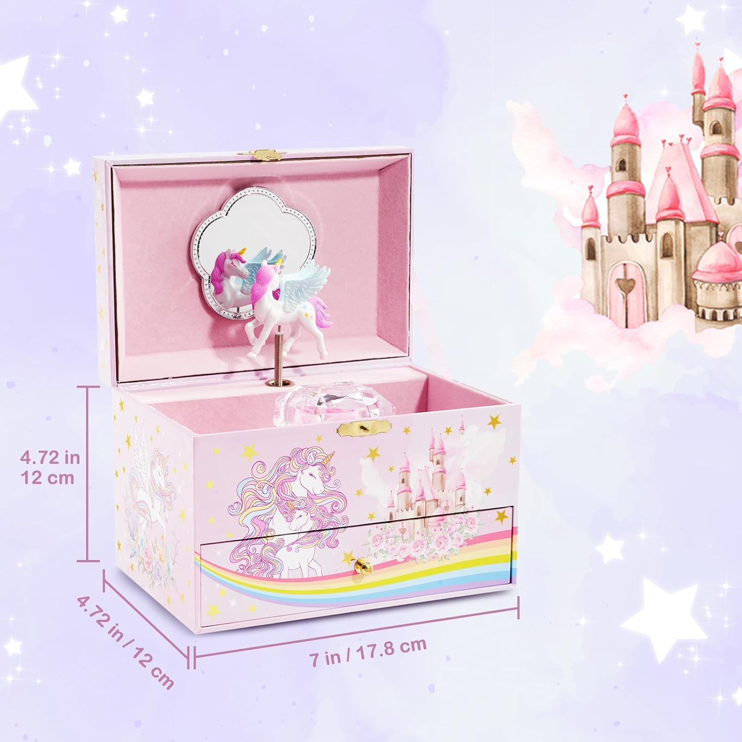 Procase Children'S Jewelry Box, Kids Jewelry Organizer with Unicorn for Little Girls, Jewelry Case for Toddler Age 2 3 4 5 6 7 8 -You'Re My Sunshine image number 4
