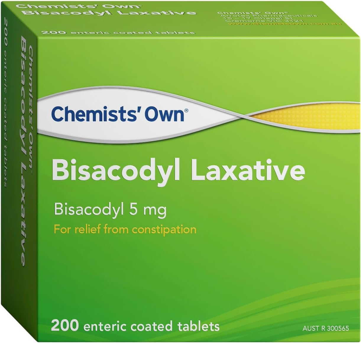 Chemists' Own 5 Mg Bisacodyl Laxative 200 Tablets image number 1