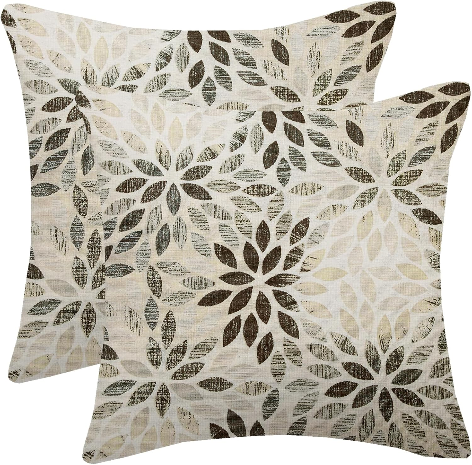 Dahlia Pillow Covers 18X18 Inch Set of 2 Summer Rust Geometric Flower Outdoor Decorative Throw Pillows Farmhouse Navy Blue Pillow Case Linen Square Cushion Cover for Home Sofa Bedroom Living Room