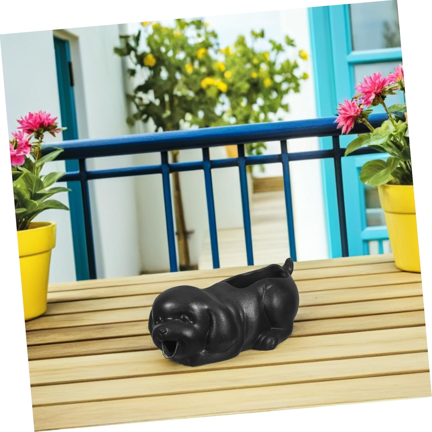 BESPORTBLE Ceramic Puppy Fountain Spitter for Outdoor Garden with Ancient Swamp Filtration Interactive Aquarium Decor Encouraging Fish Activity Water Purification Planter for Indoor And - Khaki image number 5