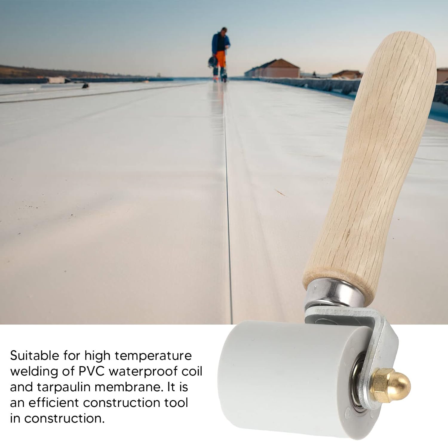 Seam Roller, Silicone Seam Tester with Bearing Design, Ergonomic Handle, Detachable Structure, Silicone Seam Roller for PVC Roofing Tape, Smoothing Seam Roller Tool (Gray Width