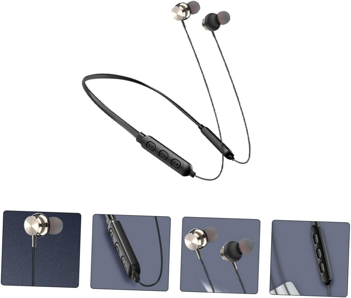 GARIOUANS Waterproof Wireless Headset Neck Hanging Earphone Stereo Sports Earpiece with Magnetic Neckband for Active Users Black image number 1