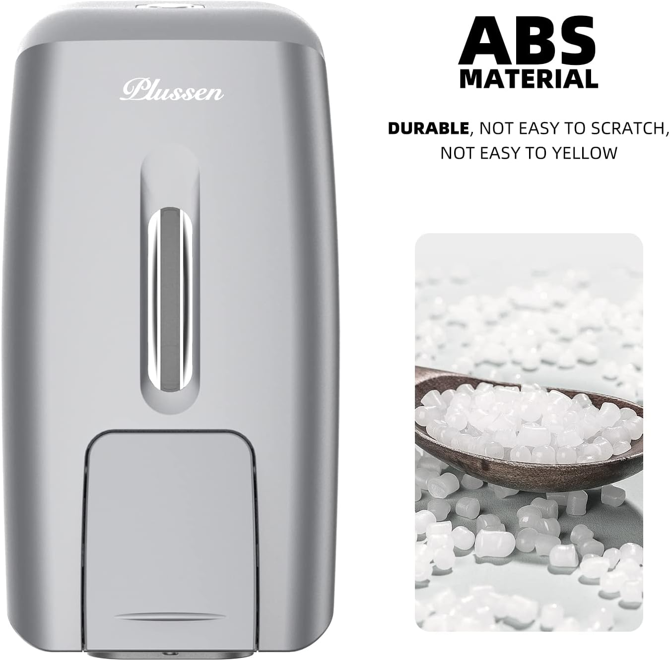 PLUSSEN Soap Dispenser Wall Mount Adhesive Commercial 800Ml No Drill Hand Sanitizer Dispenser Silver image number 4