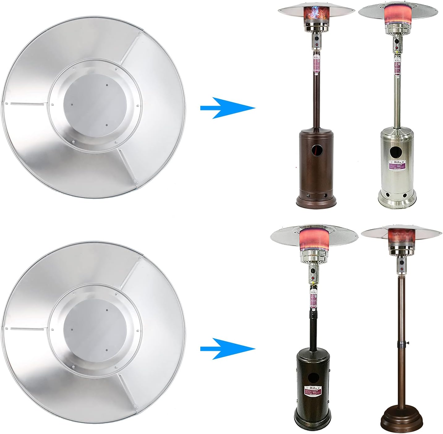 HQQ Outdoor Patio Heater Reflector Shield, Aluminum Heat Reflector Shield Top for Propane Outdoor Heaters,Dome Replacement Parts(3-Hole Mount，33" Diameter Round) image number 3