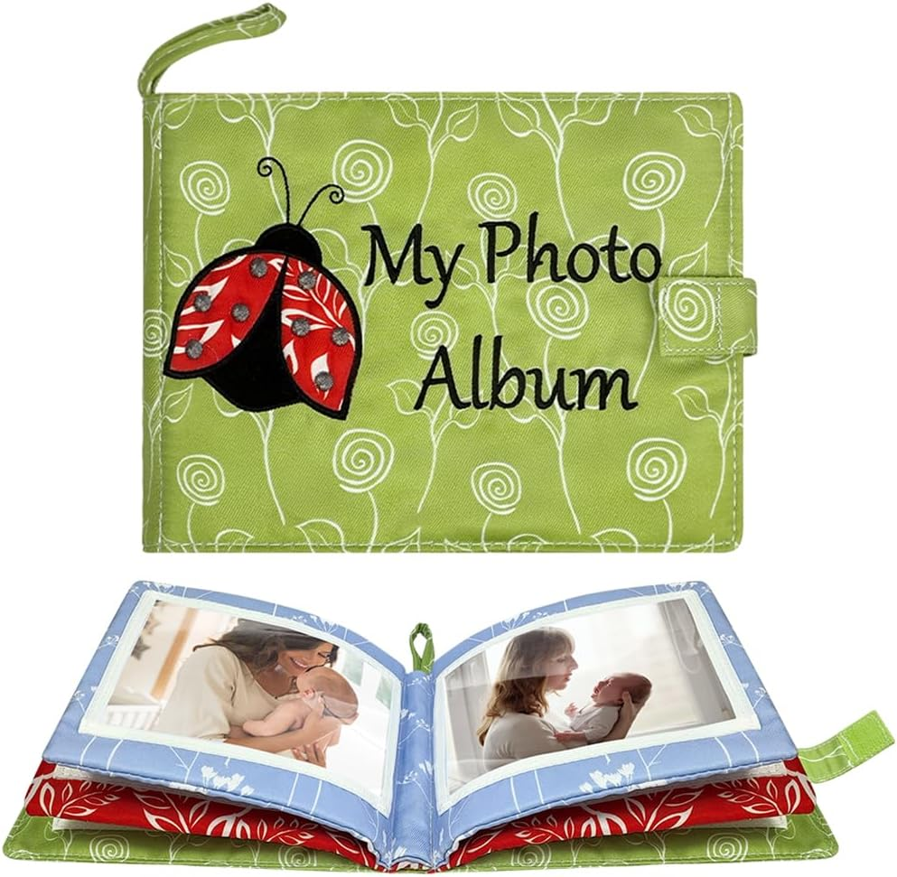 Baby Soft Photo Albums - My First Family Album, Soft Cloth Photo Book, Baby Safe, Holds 4X6 Photos (Blue)