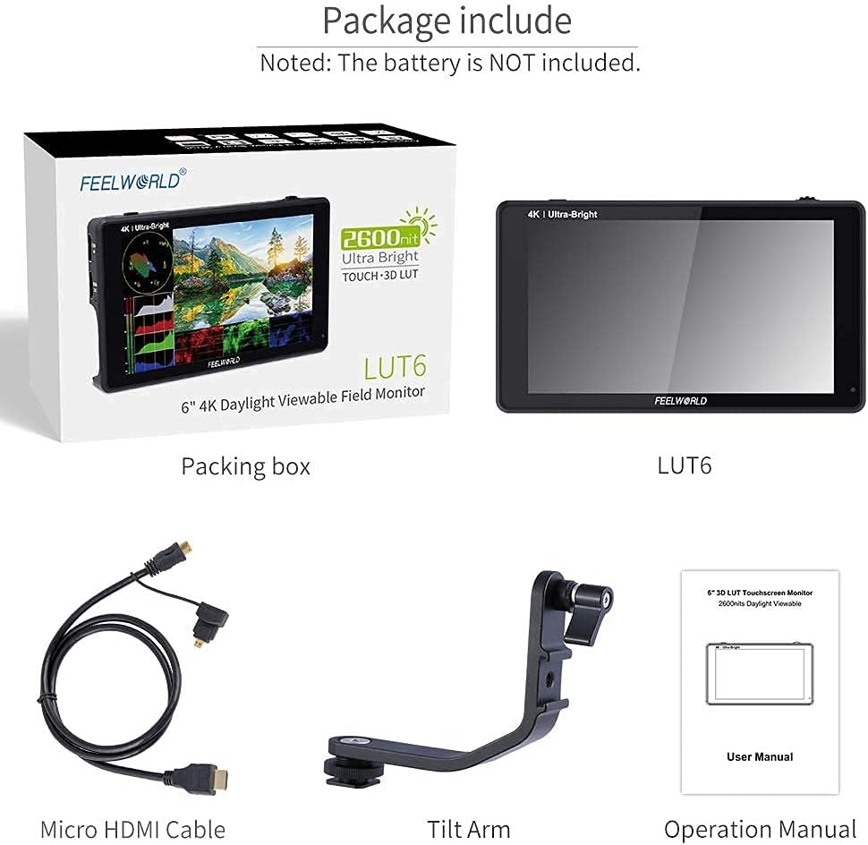 FEELWORLD LUT6 6 Inch Touch Screen Camera Field Monitor Bright 2600Nits 4K HDMI Input Output 3D LUT image number 3