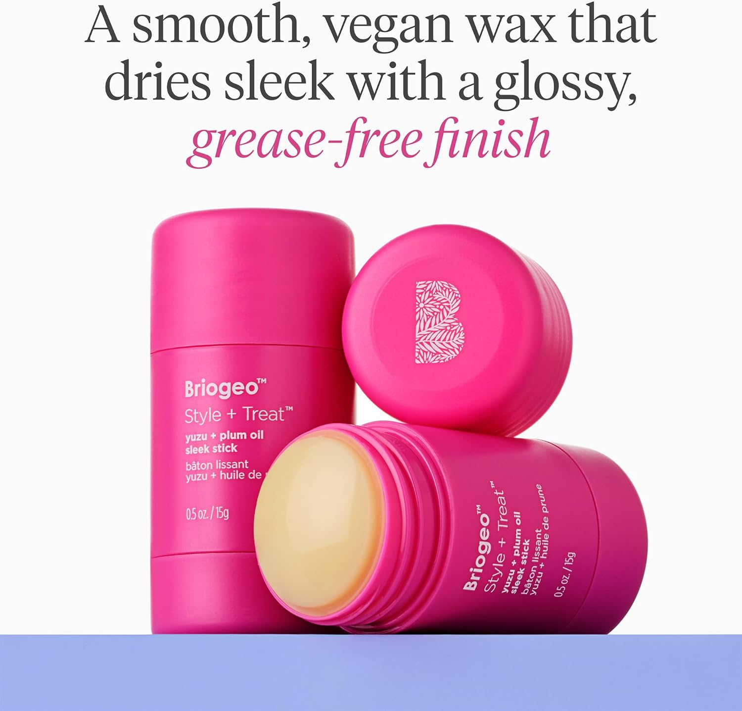 Briogeo Style + Treat Yuzu + Plum Oil Sleek Stick, Vegan Wax Hair Stick, Non-Greasy, Travel-Friendly, Tames Flyaways, Styling Stick for All Hair Types, Vegan, Cruelty-Free, 0.5 Oz image number 1