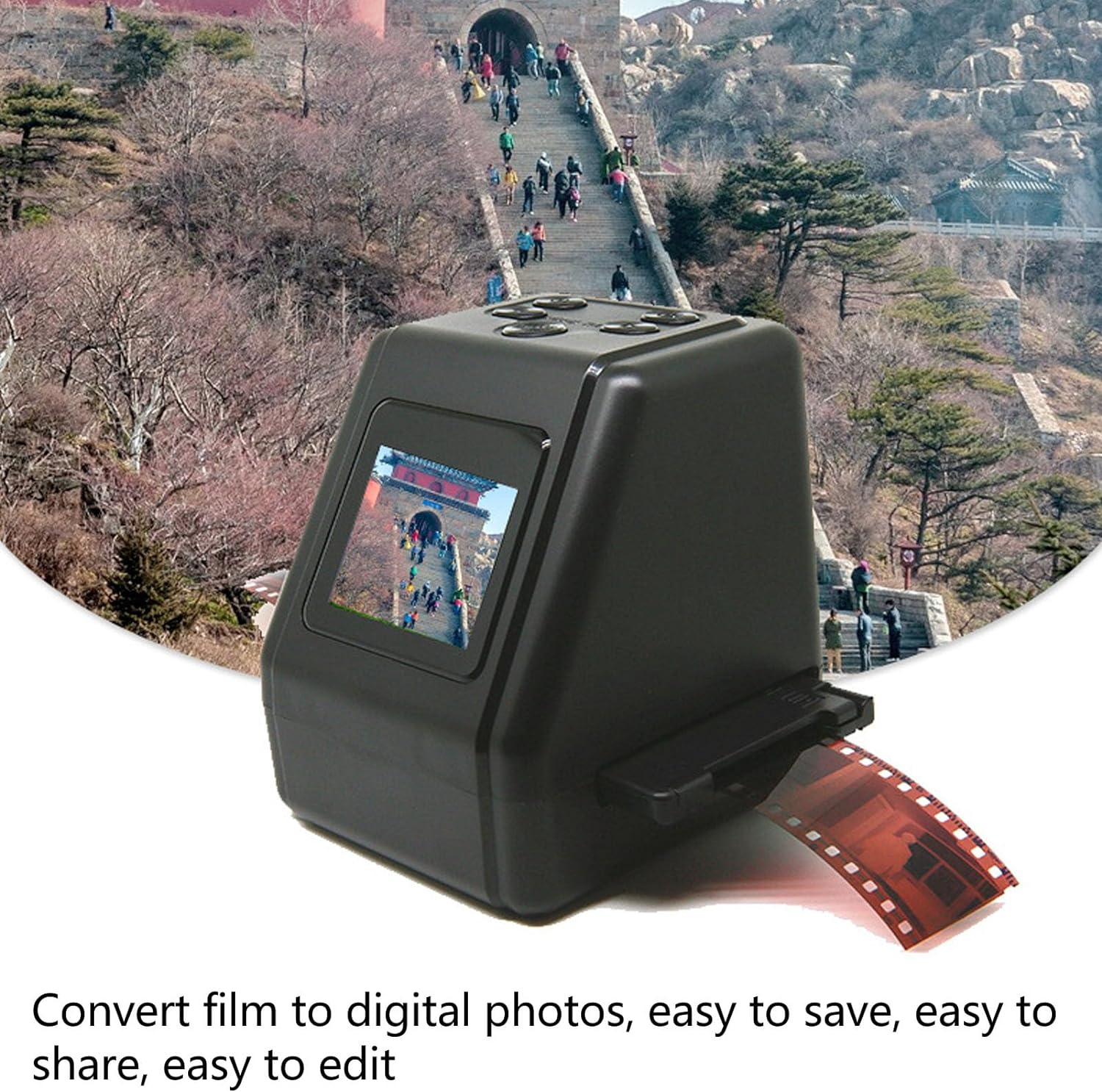 Digital Film Scanner, Pocket Digital Film Slide Scanner Convert 135 126 110 8Mm Slides to 22MP JPG Digital JPG Photos, 2 Inch Color Screen, 2MP CMOS Sensor image number 1