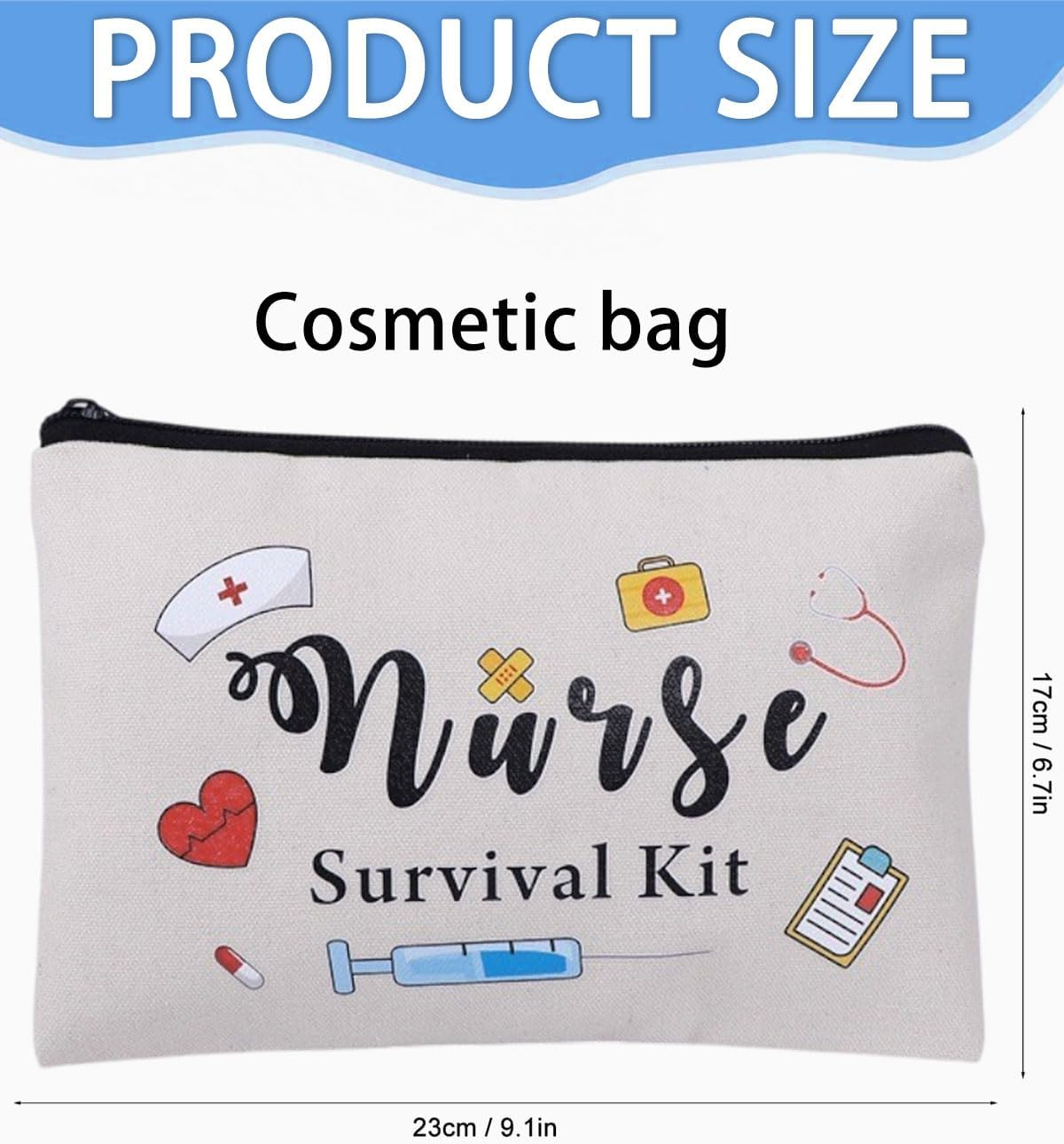 TPZORJX Nurse Accessories, Nurse Survival Kit Bag, Cosmetic Multi-Purpose Makeup Bag, Canvas Pen Case, Toiletries, Funny Travel Bag with Zip, School Supplies Gifts image number 1