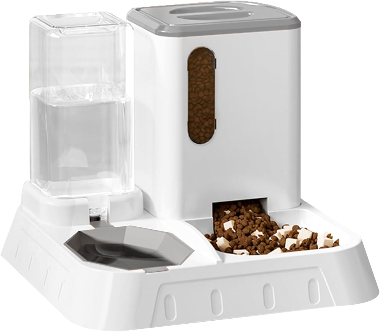 Automatic Pet Feeder 2-In-1 Food and Water Dispenser &ndash; Gravity Feeder for Cats & Dogs,With 2.2L Grain Storage Bucket and 1.3L Water Tank, Suitable for Holding Various Types of Dry Food (Grey) image number 2