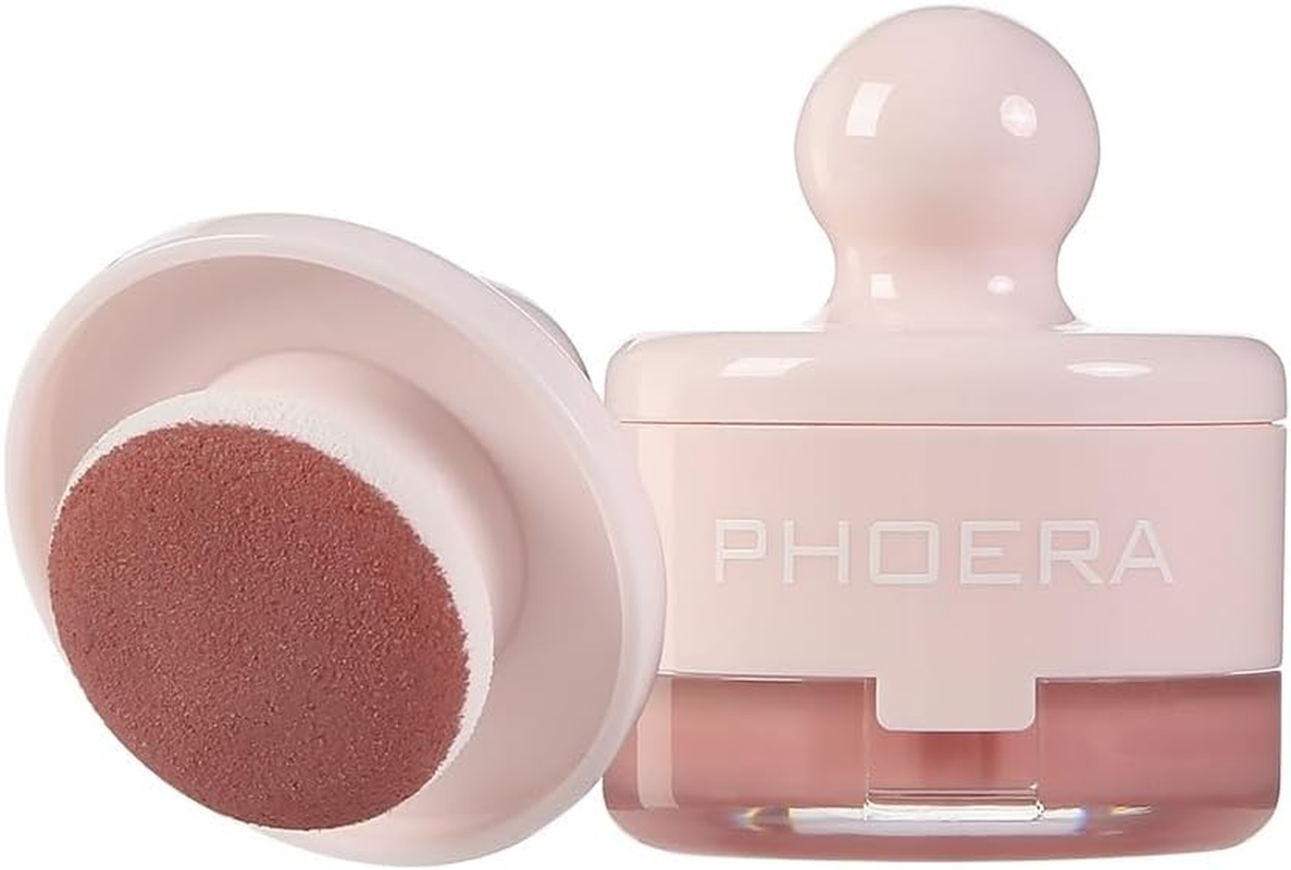 PHOERA Cream to Powder Canned Blush Mud &ndash; Lightweight Longwear Cheek Blush with Puff & Mirror &ndash; Matte & Shimmer Finish &ndash; 6 Buildable Shades for Natural Radiant Glow (03 Aloha, One Size)