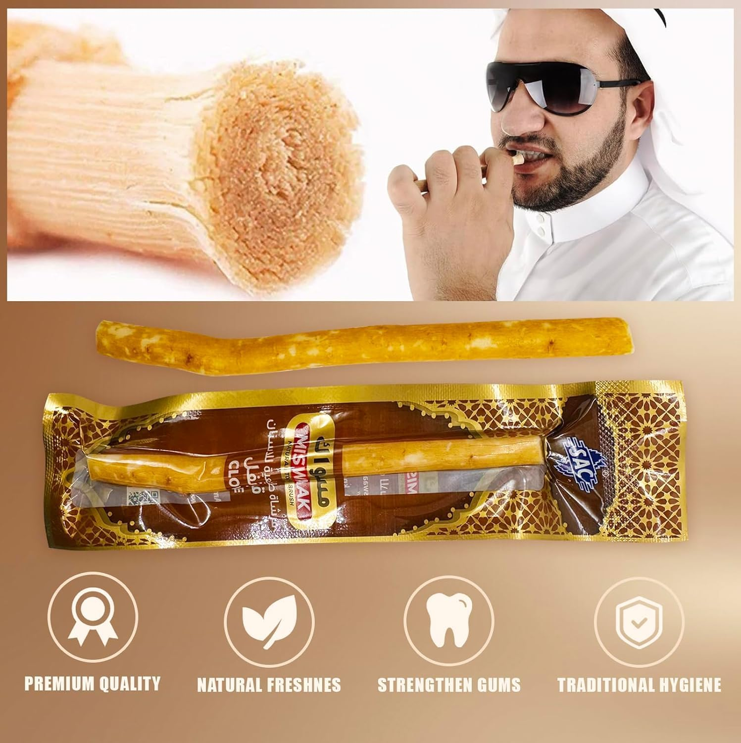 12 Pack Natural Miswak Toothbrush - Vacuum Sealed Traditional Toothbrush Stick - for Healthy Teeths,Gums and Fresh Breath (Clove Flavor) image number 3