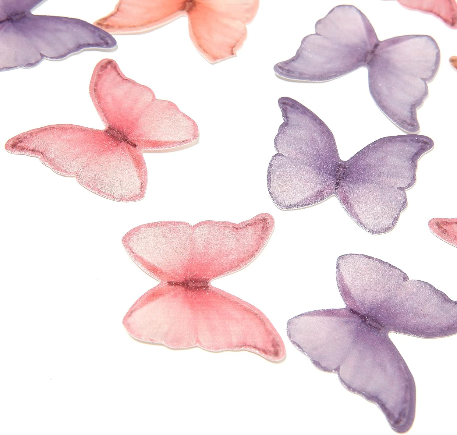 Edible Wafer Paper Butterflies Set of 48 Purple Colorful Cake Decorations, Cupcake Topper Mixed Color image number 3