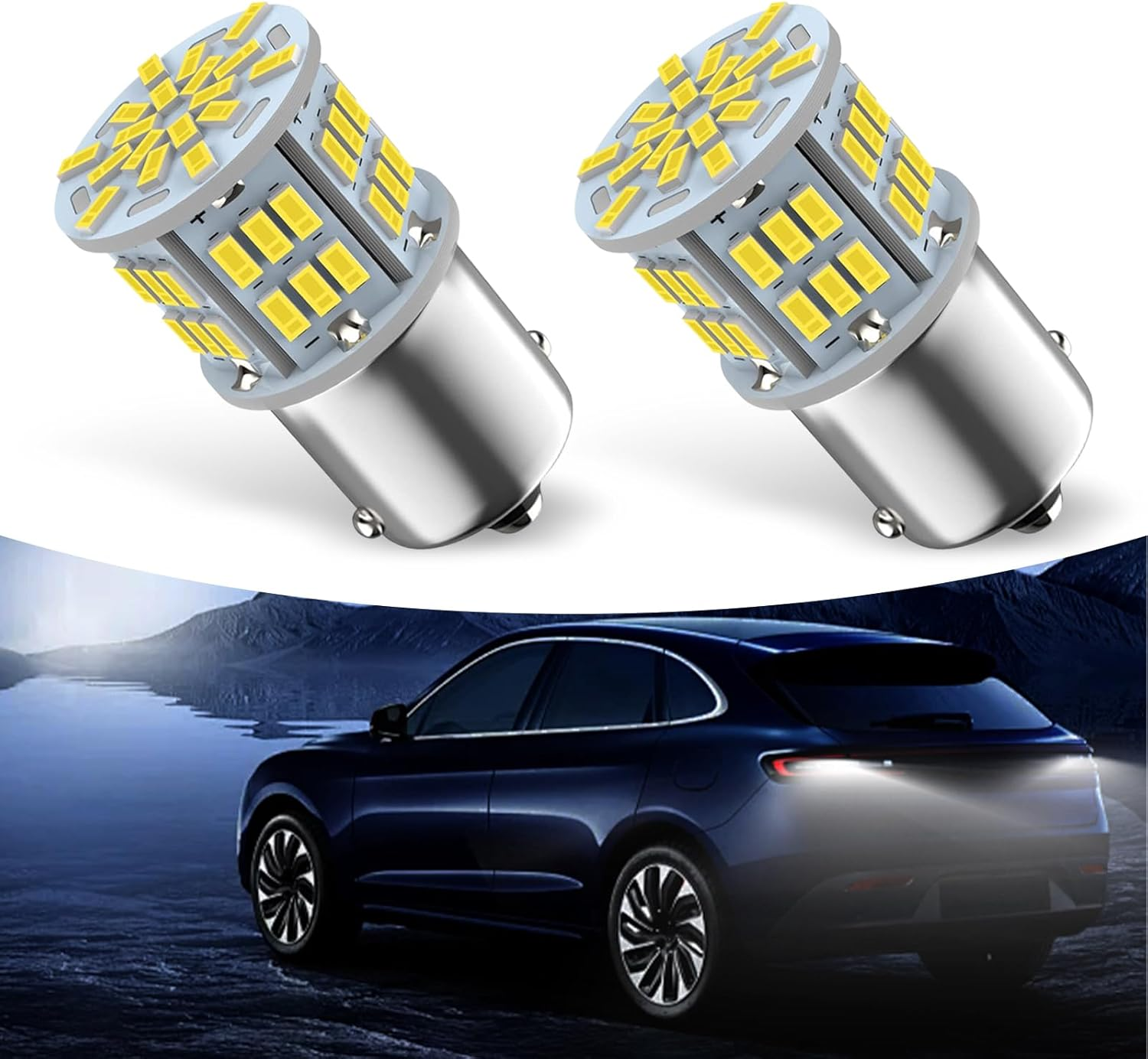 Waswale 2 PCS 1156 LED Bulb Reversing Light, Single Contact 6800K Super Bright Turn Signal Bulb, 1141 1003 7506 BA15S Bulb, Universal for Most Cars (White) image number 5