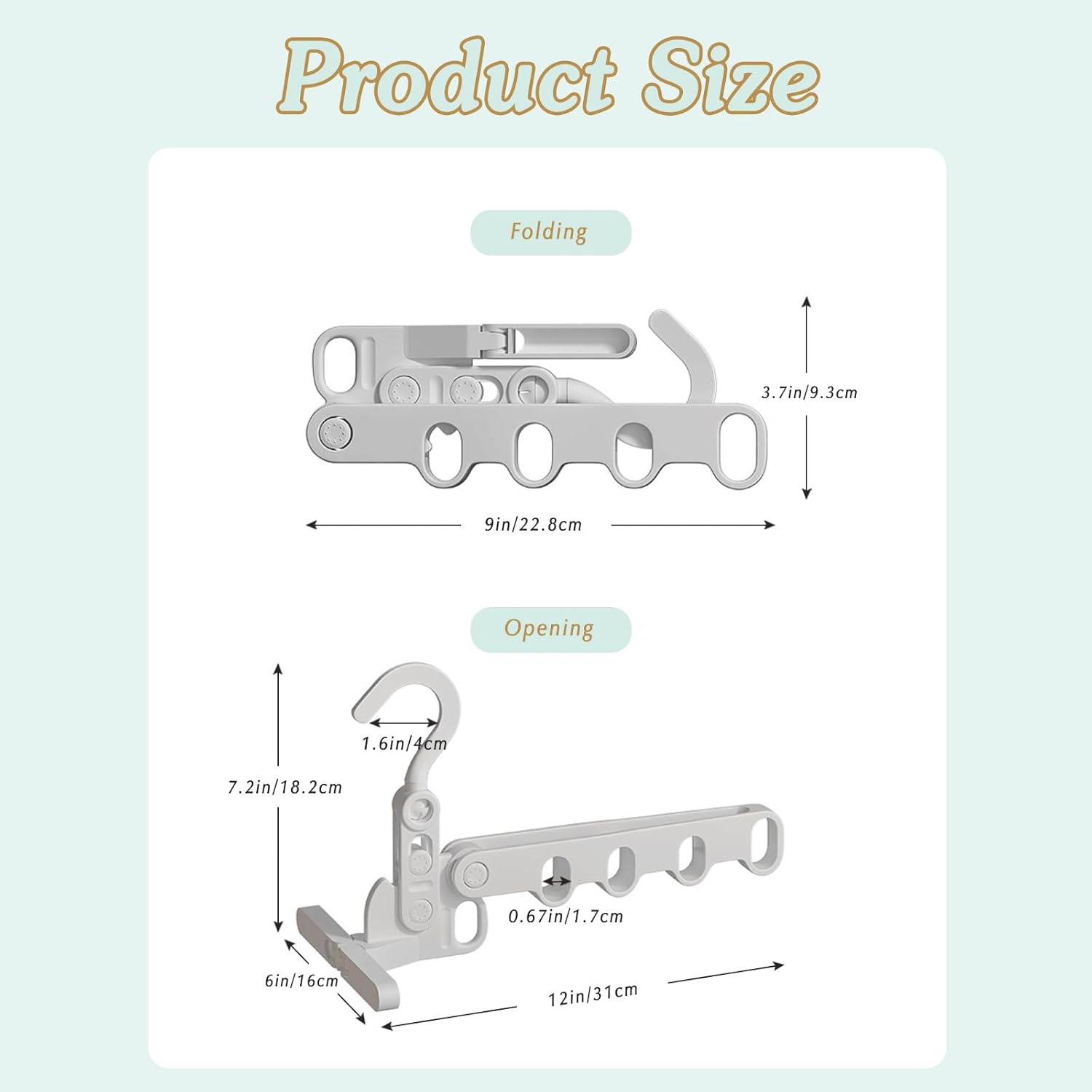 ELE DEPI Portable Folding Drying Rack with 5 Travel Hangers Foldable,Collapsible Clothes Drying Rack with 5 Holes,Foldable Hangers for Traveling,Dorm,Cruise and Laundry.(1+5) - 2 Pack image number 5