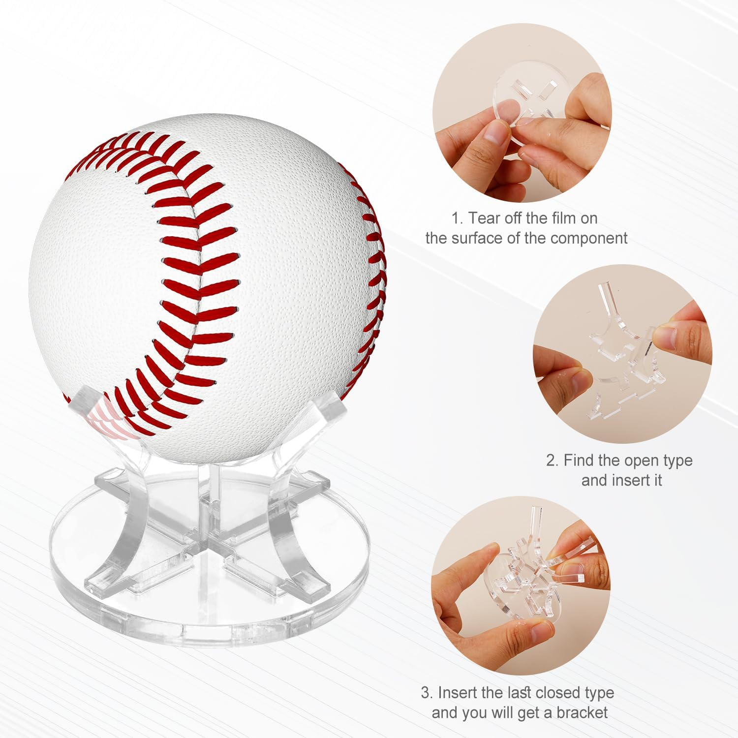 3 Pcs Acrylic Small Ball Stand Holder, Acrylic Baseball Holder Ball Display Holder Acrylic Ball Stand Holder for Golf Baseball Spheres Display