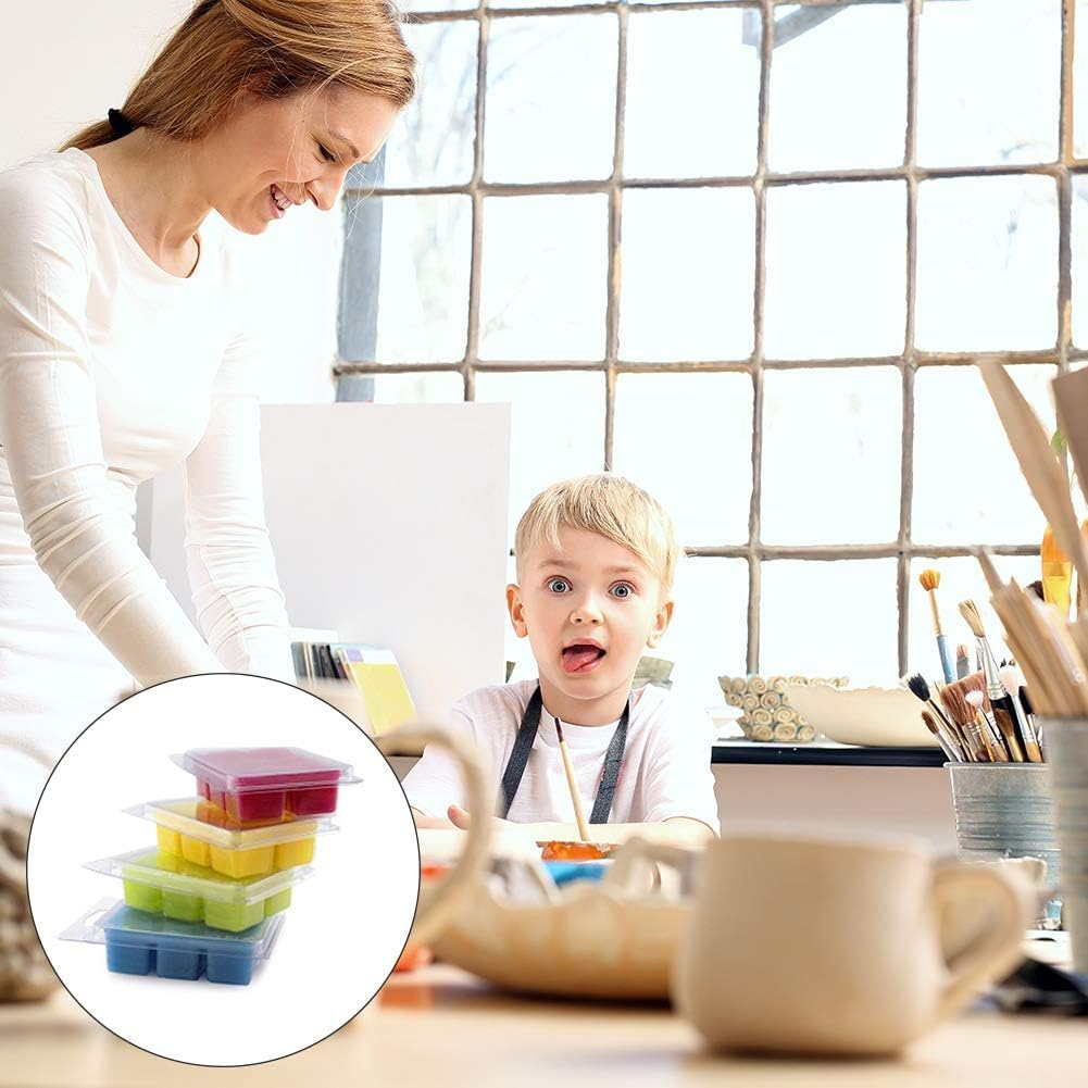 YSHIGUING Wax Melt Molds 50 Pcs 6 Cavity Resuable Clear Plastic Clamshell Mould Cube Tray for Candle Making and Soap Wax Melts Boxes