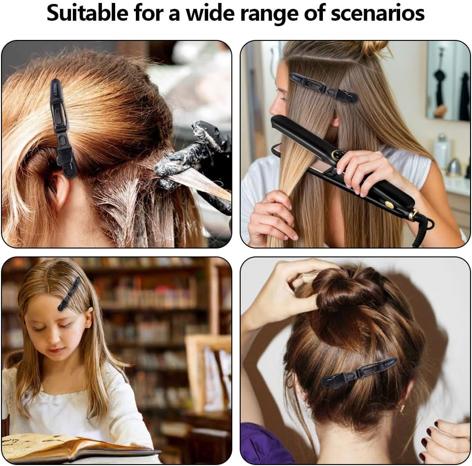 Hairdresser Hair Clips, 24 Pieces Plastic Hair Clips, Professional Alligator Clips for Salon, Black image number 5