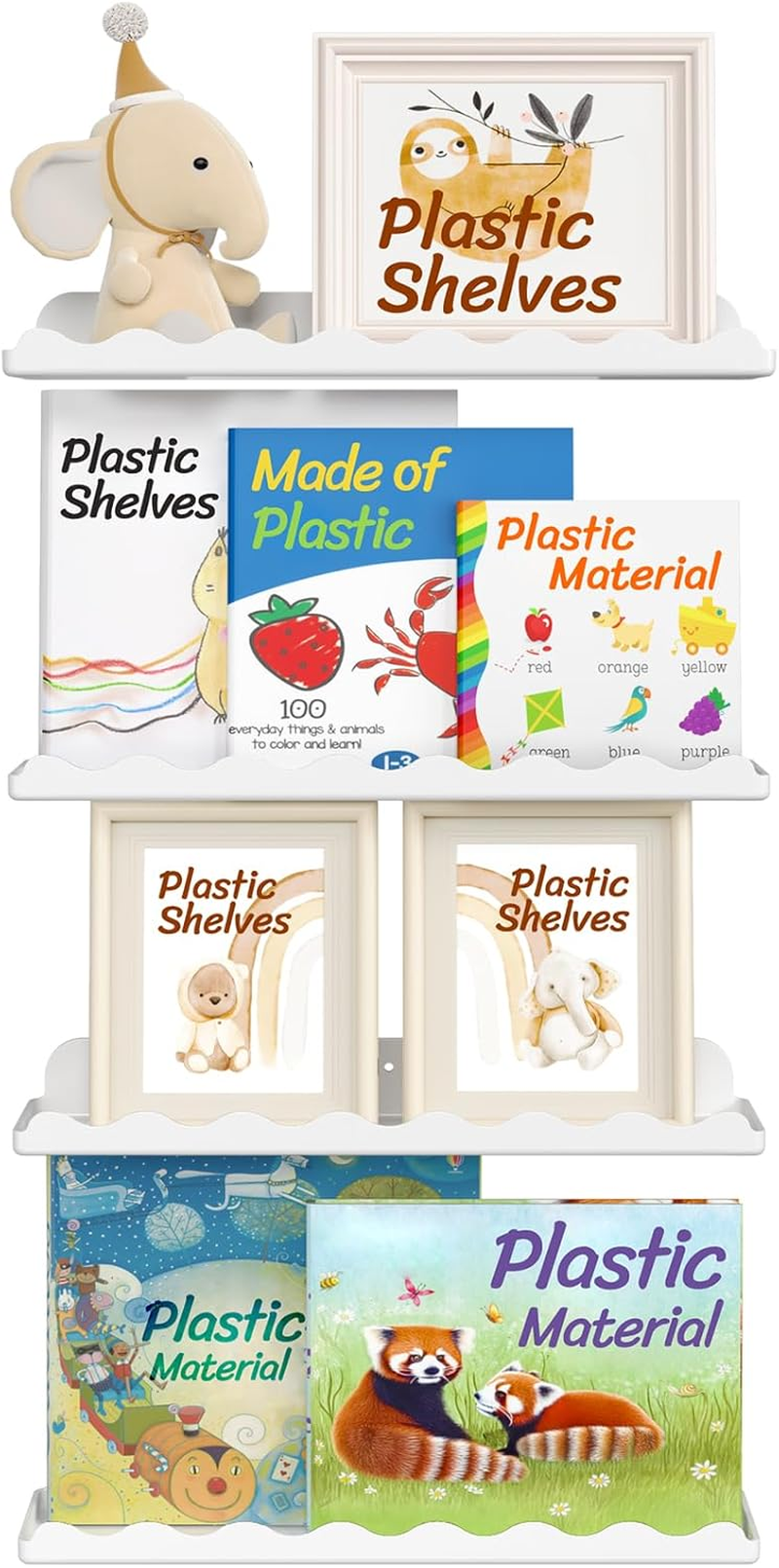 Lifewit Kids Bookshelf 4 Pack, 15" Floating Shelves for Wall Mounted, White Nursery Book Toy Hanging Racks for Baby/Toddler/Children in Bedroom, Living Room Decor