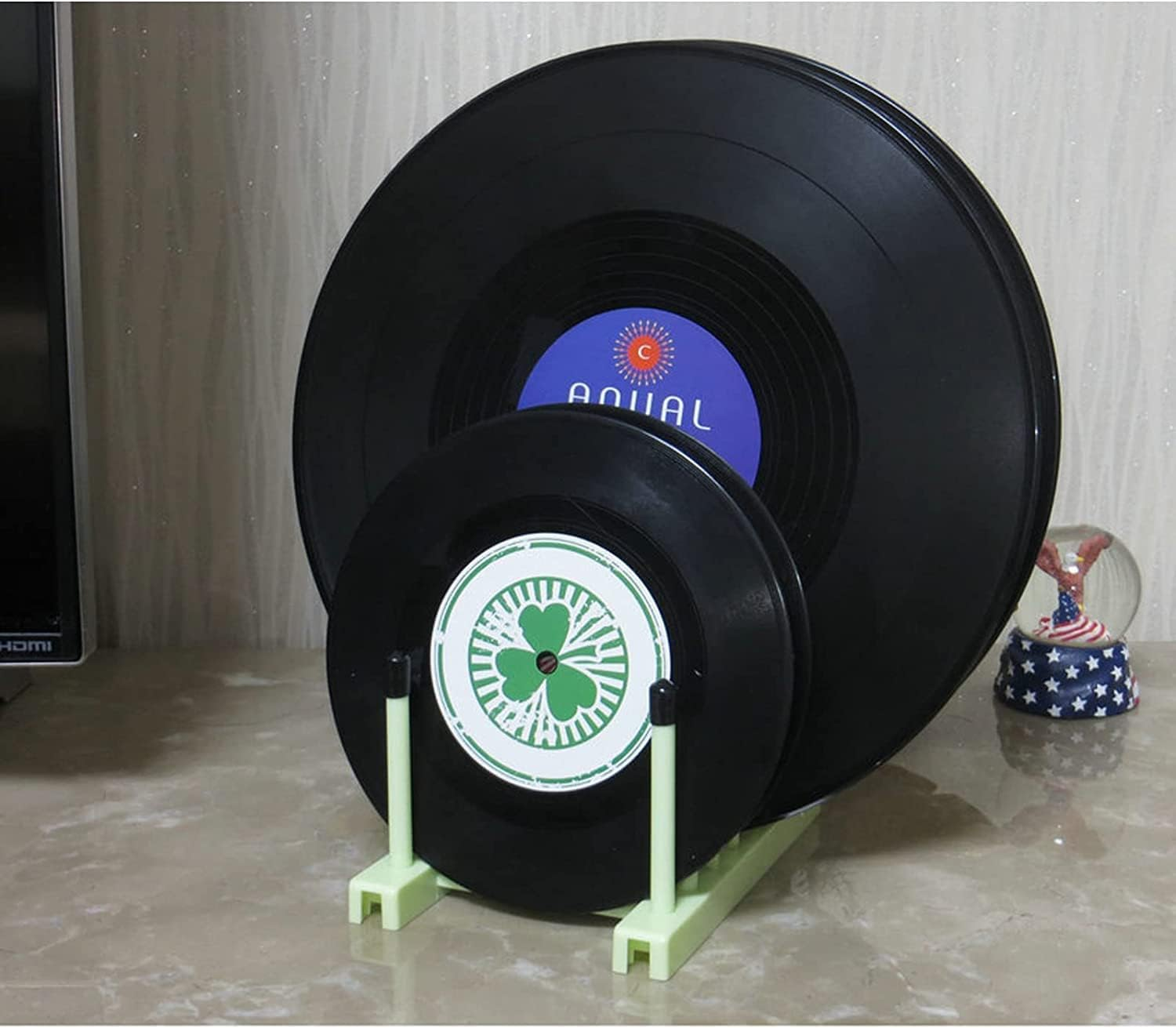 Vinyl Record Display Stand Drying Rack, Vinyl Record Storage 6-Album Display Holder Fits 12" or 7" 10" Record Album Lp&rsquo;S, with Soft Silicone Top Protection - No Records, Grey