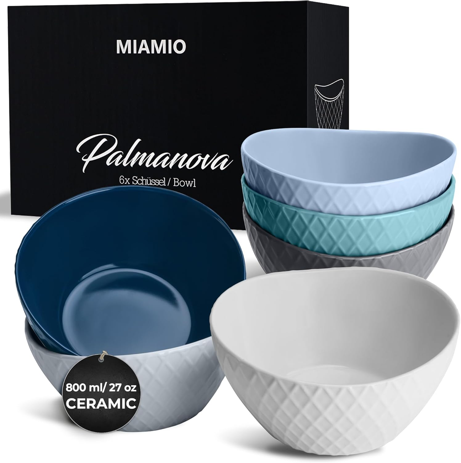 MIAMIO - 6 X 800 Ml - Bowl Set/Cereal Bowl Set - Modern Matte Bowls - Large Bowls Set - Palmanova Collection (Magma Red) image number 5