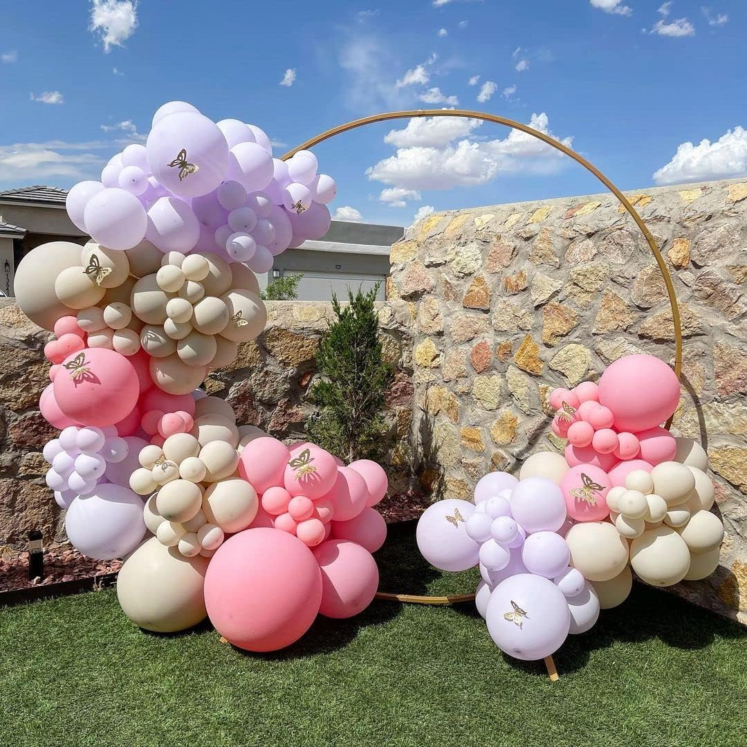 White Sand Balloons 84 Pcs Sand White Balloons Garland Arch Kit 5 Inch +12 Inch +18 Inch Nude Latex Balloons Happy Birthday Balloons Baby Shower Decorations Wedding Balloons - Gold,Pink image number 3