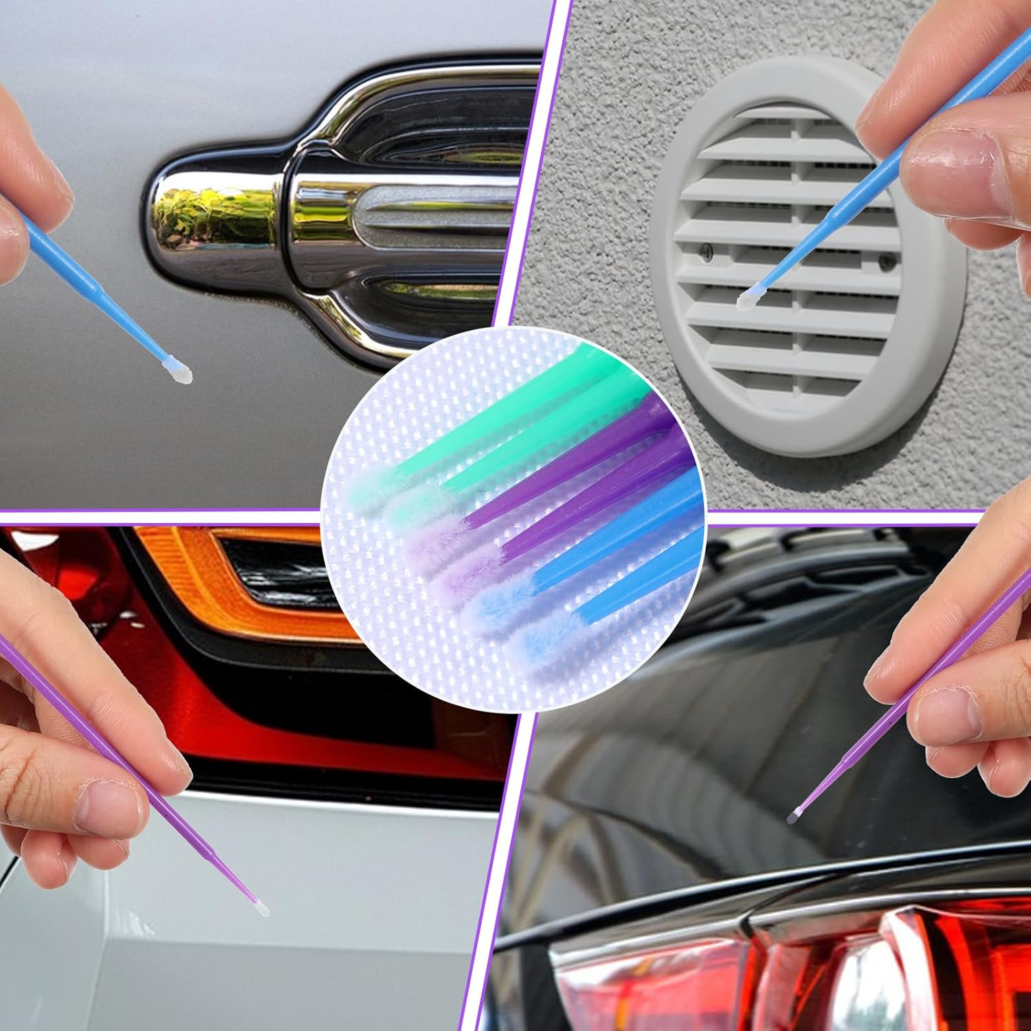 300Pcs Micro Applicator Brush,Touch up Paint Brushes for Automotive Paint Chip Repair Disposable,3 Different Sizes of Touch up Brushes 1.5Mm,2Mm,2.5Mm (Yellow Pink Purple) image number 6