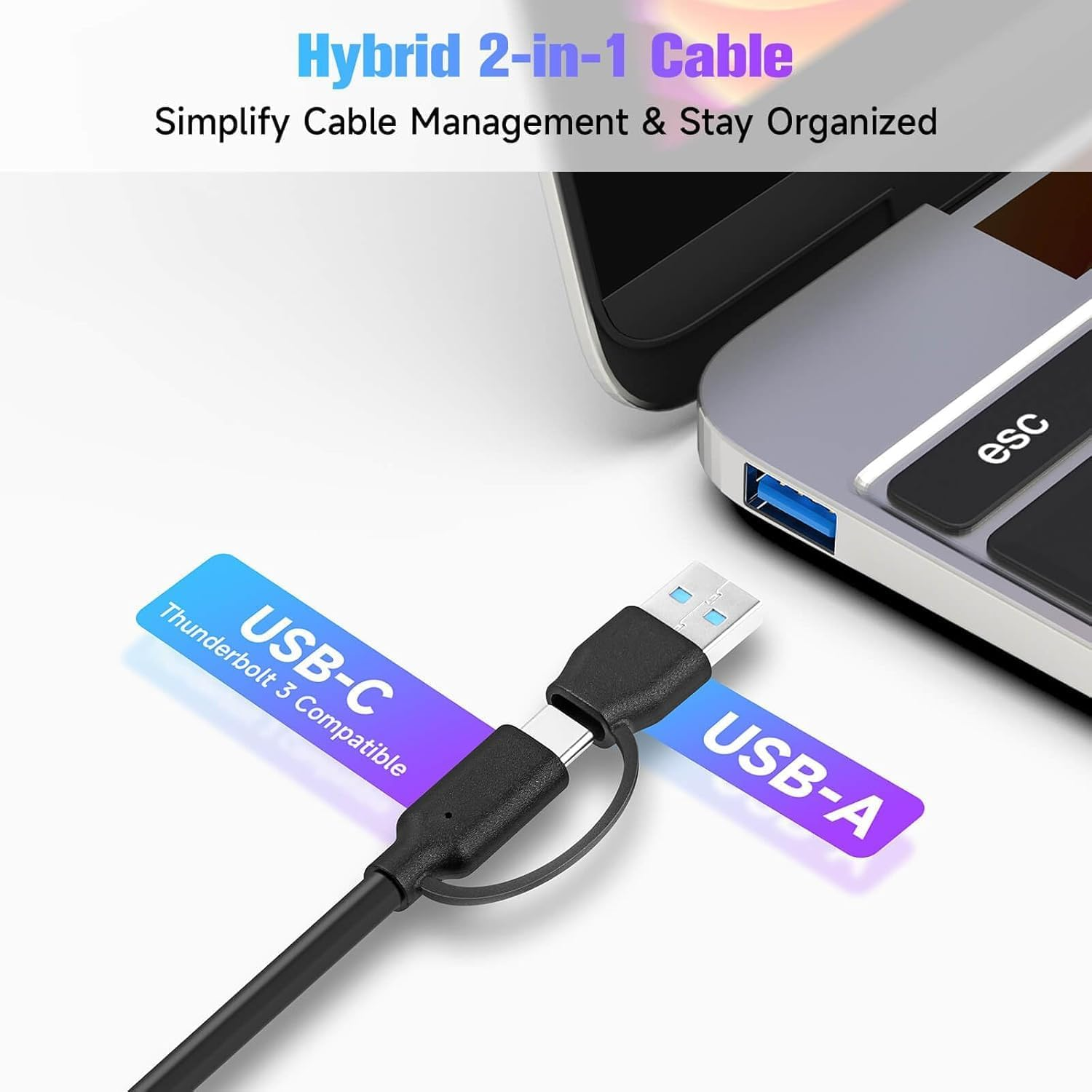 10 Ports Powered USB 3.2/USB C Hub Splitter 60W with 3 X 10Gbps USB 3.2 Ports (2C + 1A),7 X USB 3.0 Ports (4C +3A), 3.3Ft Cable and Individual Touch Switches for Laptop PC image number 3