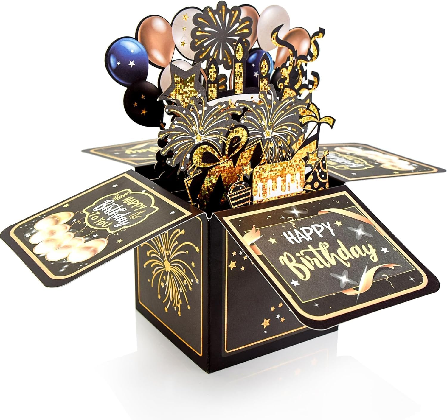 Uroboo 3D Pop up Happy Birthday Card Stunning 3D Birthday Greeting Boxed Card for Unforgettable Celebrations for Women Mom Wife Daughter Grandma Girlfriend, Pink