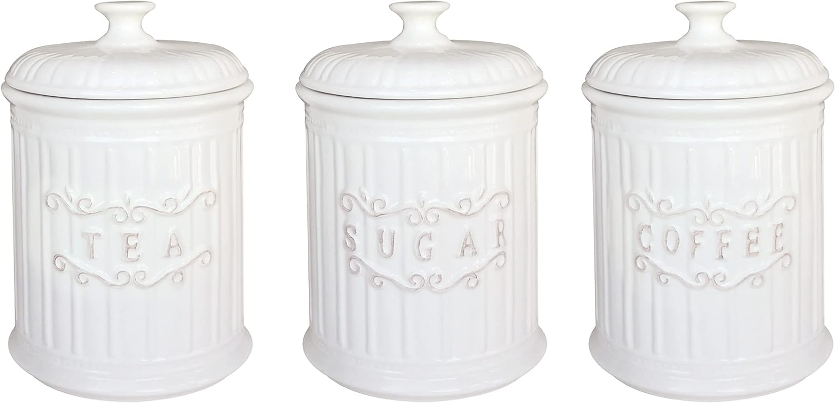 The House of Florence Country Style Canisters 3 Piece Set, White image number 1